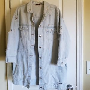 Distressed denim jacket